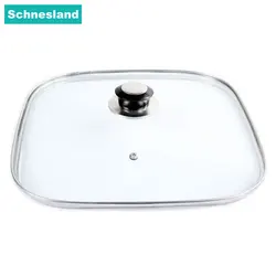 Schnesland Square Tempered Glass with Stainless Steel Rim and Vented Knob Square Lid 30x30CM