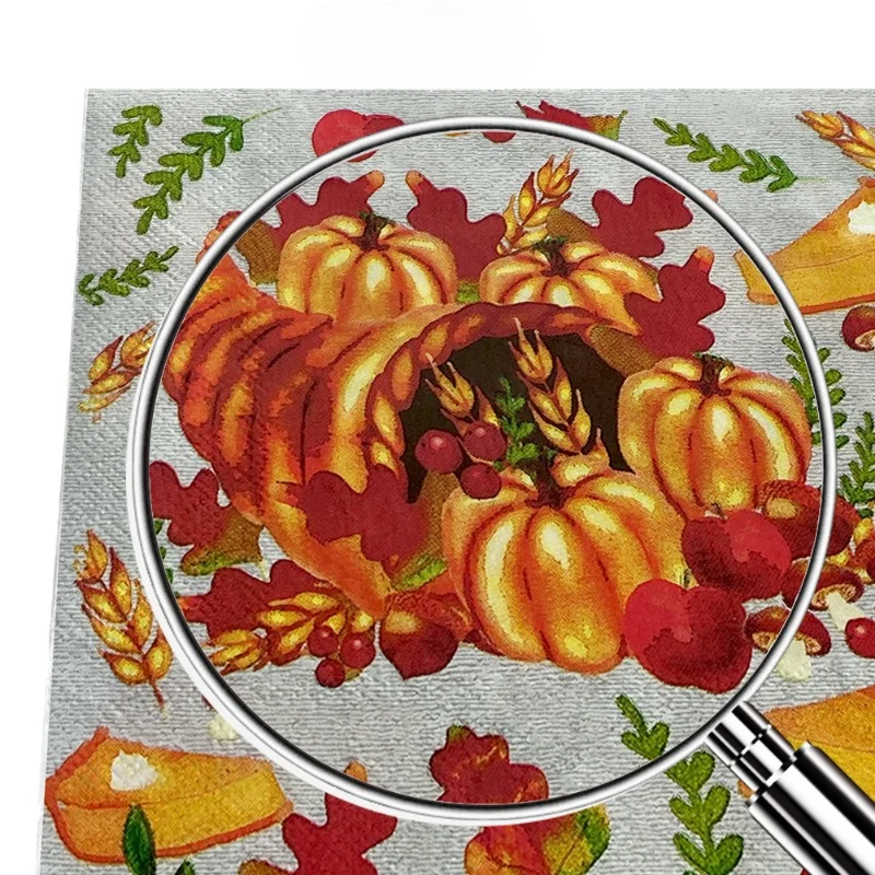 20pcs/Pac 33*33cm 2-Ply Stock Pumpkin Halloween Party Cocktail Napkins Commercial Drawing Paper Square Napkins Paper Placemats