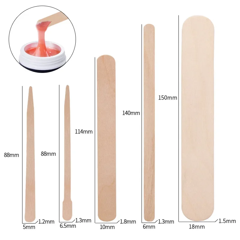 100 Pieces Disposable Wood Stick Beauty Spatulas Log Hair Removal Wax Coating and Scraping Tool Eyebrow Trimming Wooden Stick 2