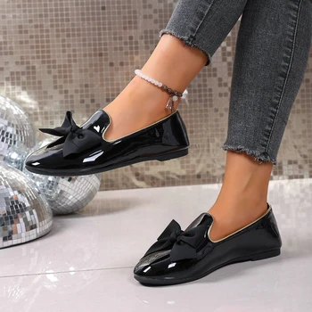 أحذية نسائية عصرية جديدة مريحة ذات قاع مسطح لربيع الخريف أنيقة ومثيرة بلون سادة ومقدمة مستديرة وكعب منخفض كاجوال 4