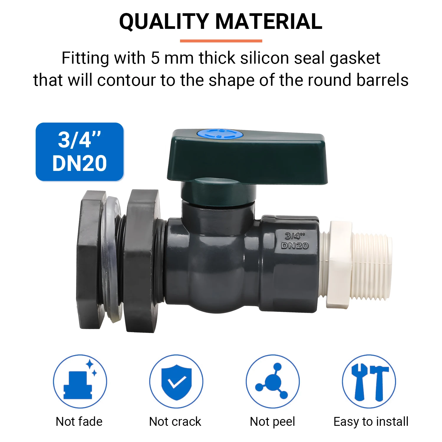 PVC Rain Barrel Diverter Kit 3/4 Inch Rain Barrel Valve Spigot Kit with Bulkhead Fitting Adapter tank tap connector tank tap adapter water faucet adapter garden hose adapter hose tap adapter tank fitting connector plastic pipe connector water pipe connector pipe connector water pipe fitting irrigation pipe fitting garden water connector faucet adapter garden faucet adapter faucet quick connector