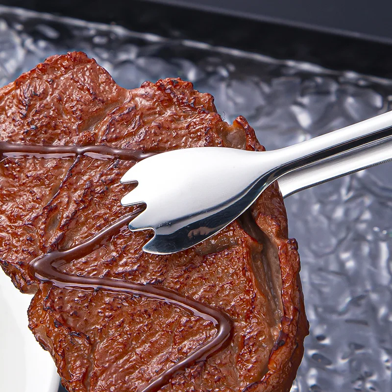 Non-Slip Stainless Steel Food Tongs Meat Salad Bread Serving Clip Dessert Cake Clamp Cooking Utensils