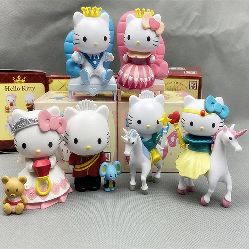 

HelloKittys Couple Figurines for Wedding Car Decoration Figurines Hello Kitty Riding A Horse Cake Decoration Figurine