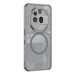 ELVEV Magnetic Crystal AirBags Shockproof Matte Anti-fingerprint Transparent Phone Case for Nothing Phone (3a) Pro (Grey-Magnetic)