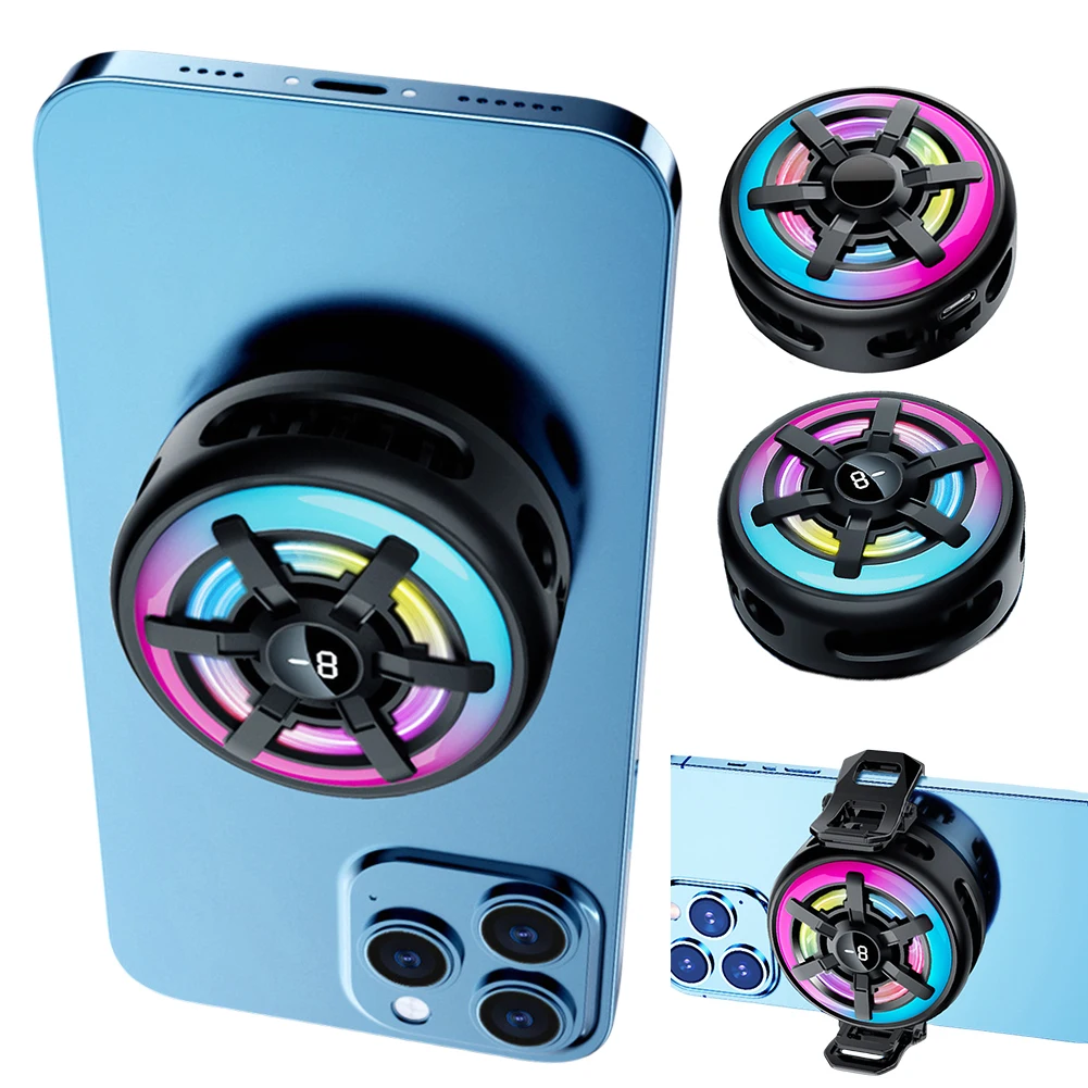 자석/백클립 휴대폰 반도체 냉각기 디지털 디스플레이 모바일 쿨링 팬 안드로이드/아이폰 15 14 13 12용