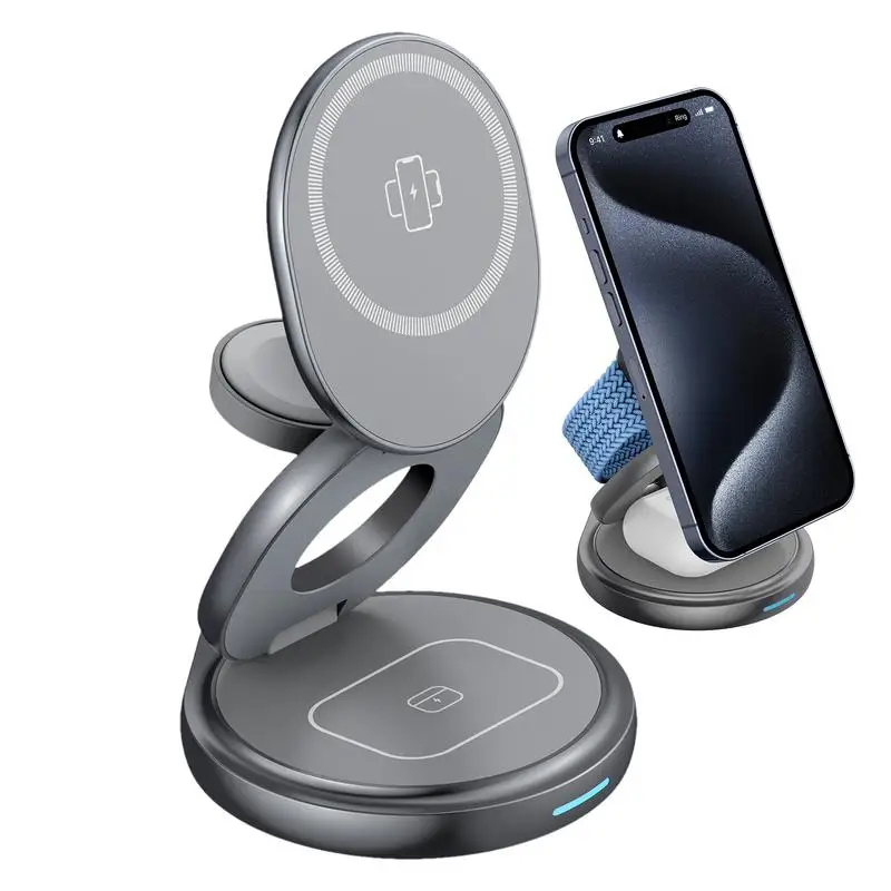 

Magnet Phone Charger Wireless Fast Charging Foldable Charger Stand Magnetic Phone Chargers With 360 Degrees Rotation Travel