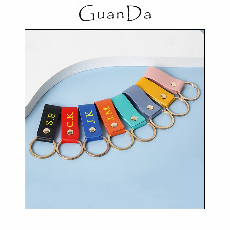 CustomNameDIYLogoHighQualityPULeatherKeyringBusinessCarKey
