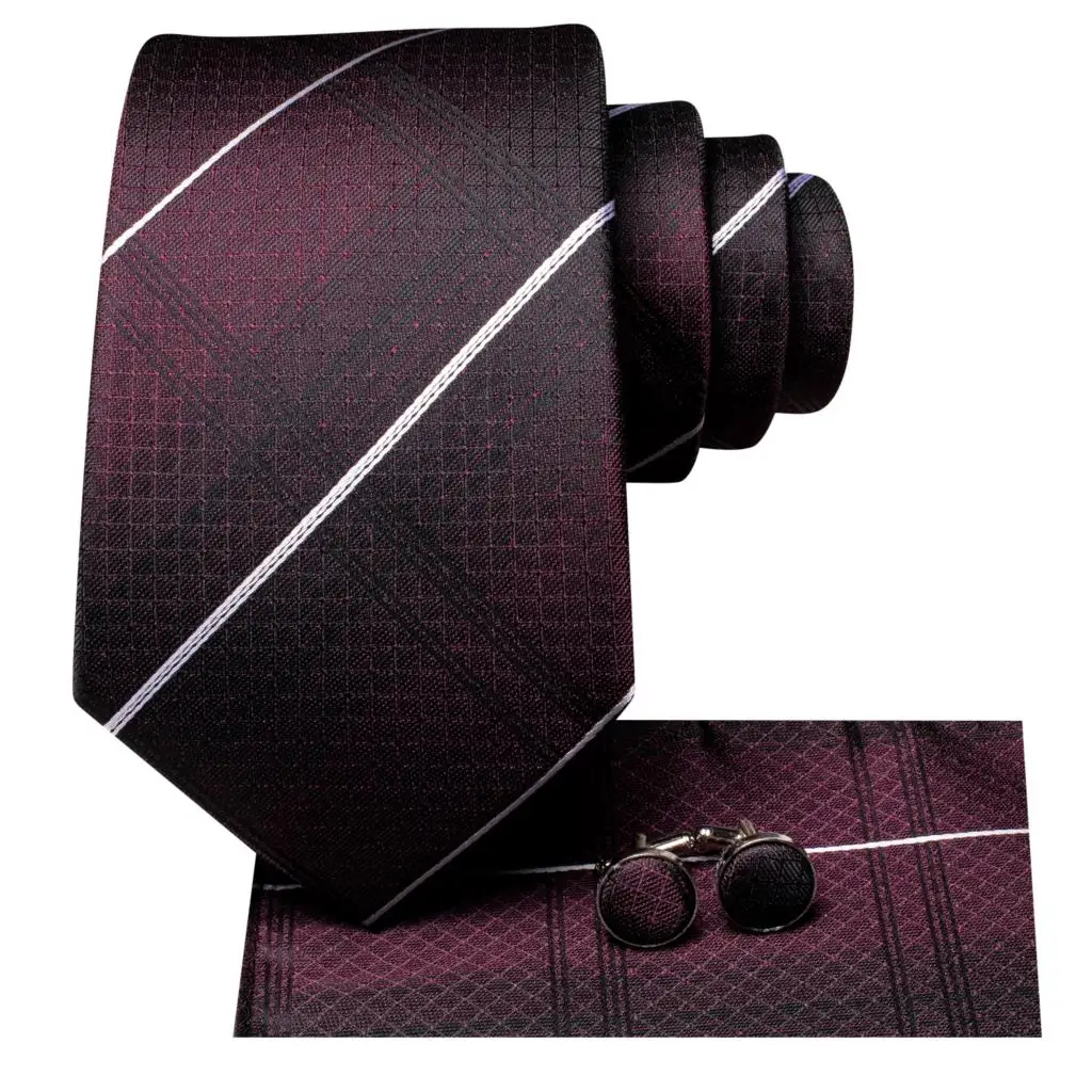 Hi Tie 2023 New Striped Dark Red Blue Designer Gift Tie for Men Fashion Brand Wedding Party