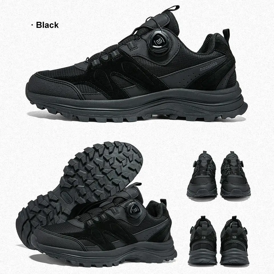 Baasploa Herren-Wanderschuhe mit Drehverschluss, Outdoor-Schuhe aus Leder, Spritzwassergeschützt, Weiche Laufschuhe, Rutschfest – Detail 16
