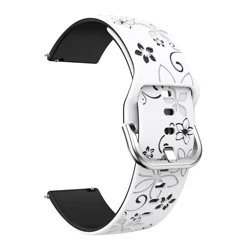 Comfortable 20mm Laser Engraved Silicone Strap Replacement Band - 20mm Universal (Black white)