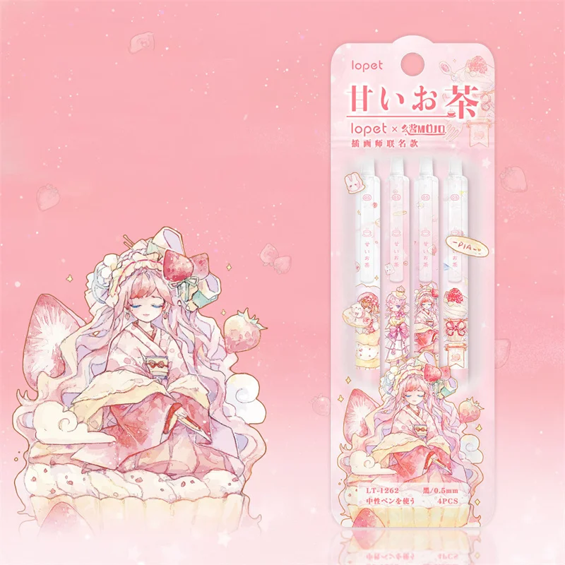 

36 pcs/lot Kawaii Girl Press Gel Pen Cute 0.5mm Black Ink Signature Pens Promotional Gift Stationery School Supplies