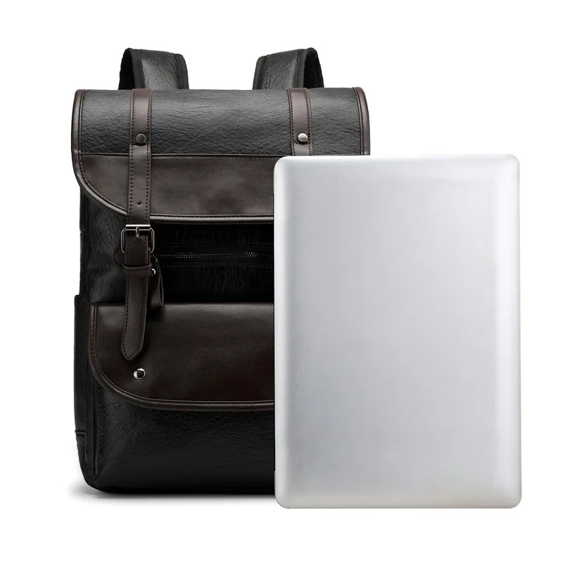 Retro Backpacks for Men Teenage School Bookbags Laptop Bag Backpack PU Leather Travel Bags jpg
