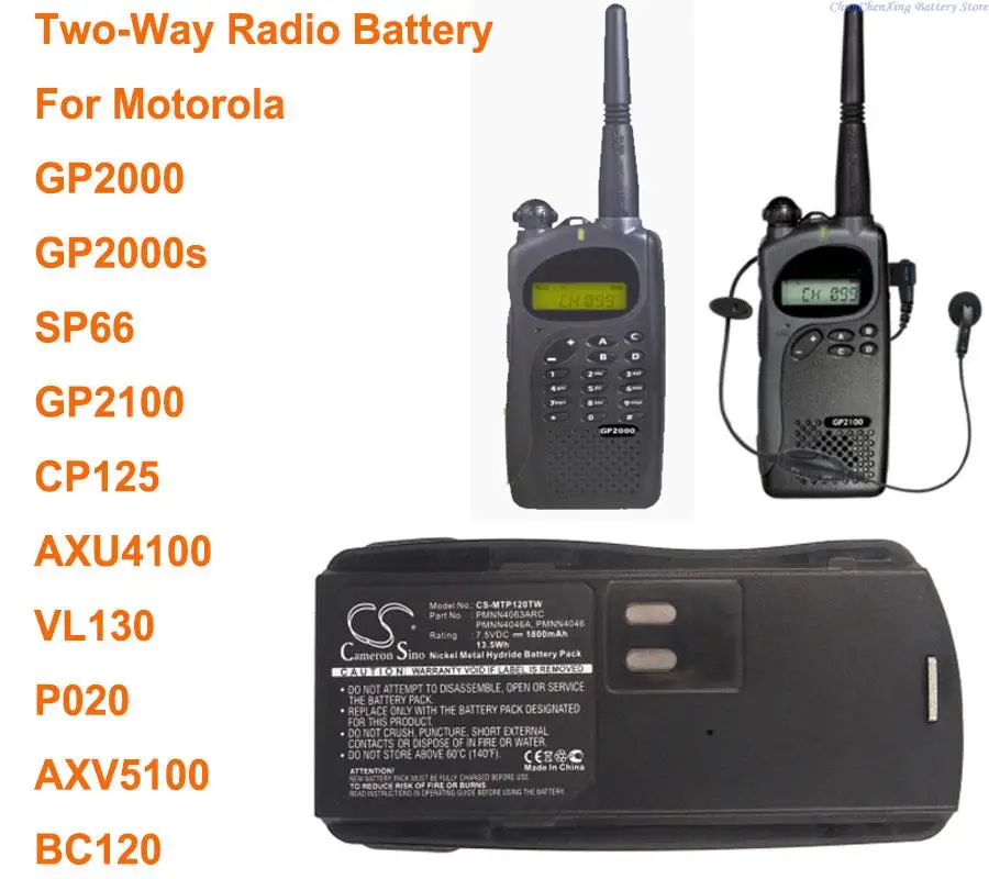 

GreenBattery 1800mAh Battery PMNN4046A for Motorola AXU4100, AXV5100, BC120, CP125, GP2000, GP2000s, GP2100, P020, SP66, VL130