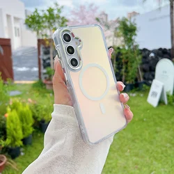 Fashion Laser Gradient Shockproof Magnetic Phone Case with Magsafe Cover - Galaxy S23 Ultra (White)