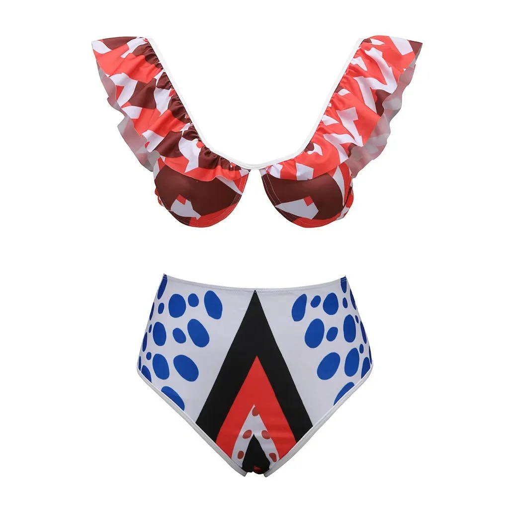 Sexy Gathered Print Bikini Set Hot Sale Of The Season New Arrival Women's Swimwear Trendy Separate Design for a Flattering Silho