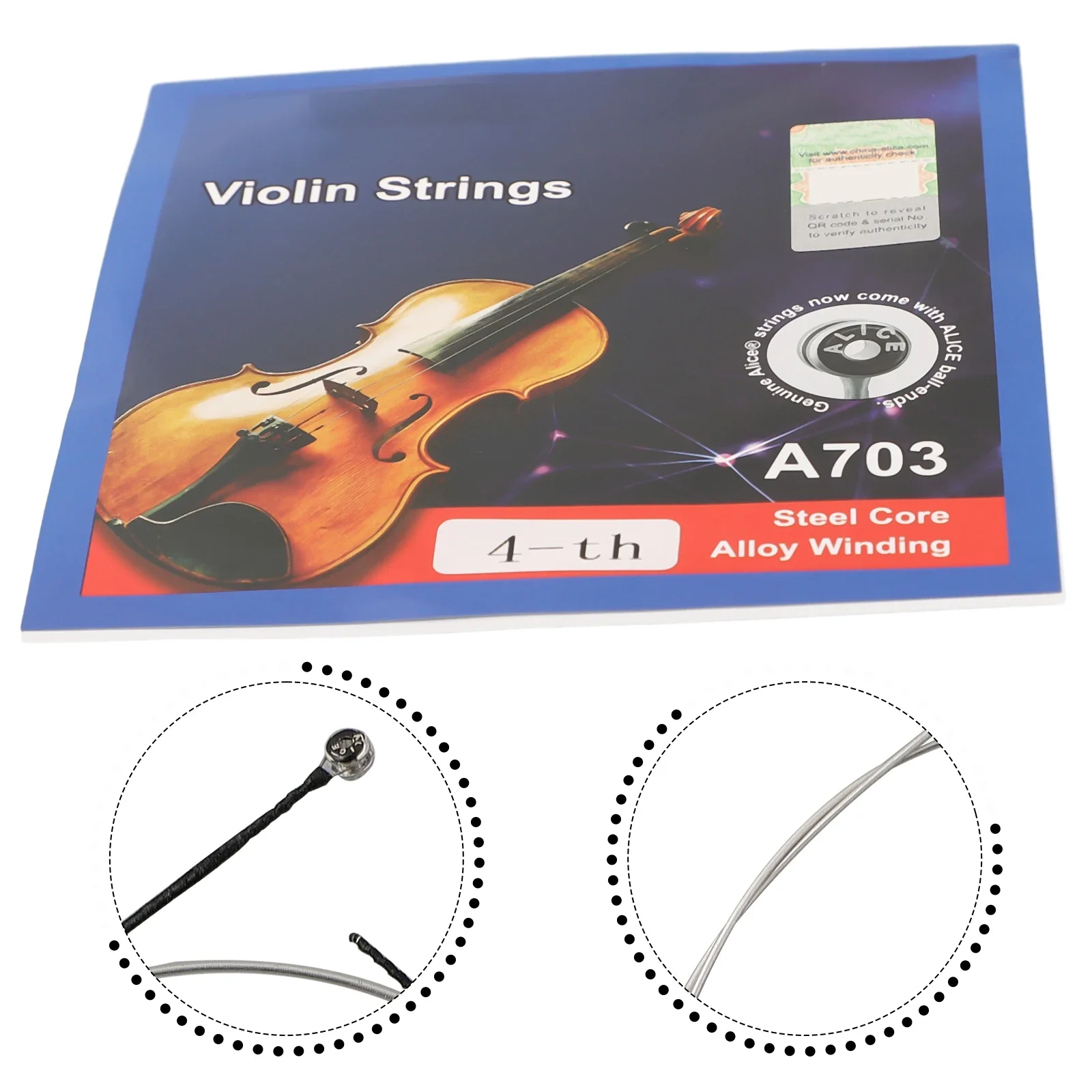 Violin Silver Wound E A D G Single Strings Replacement For Full Size Violins Soft and Vibrant Tone For Full Size