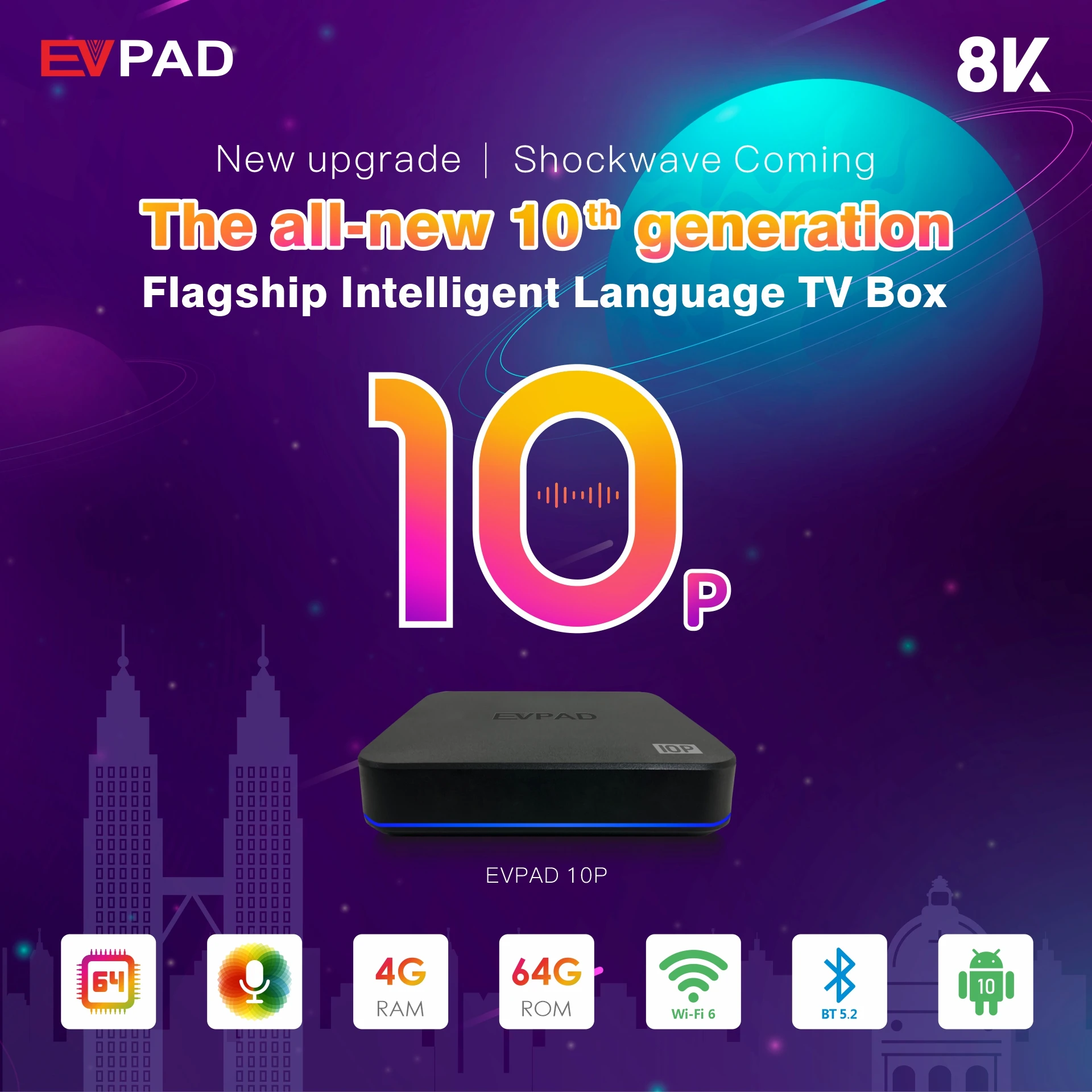 [Genuine]10P Evpad 10P box 2024 usa evpad10p 8k pro tv box Singapore Australia EVPAD10s Japan official store in korea CA vs ubox