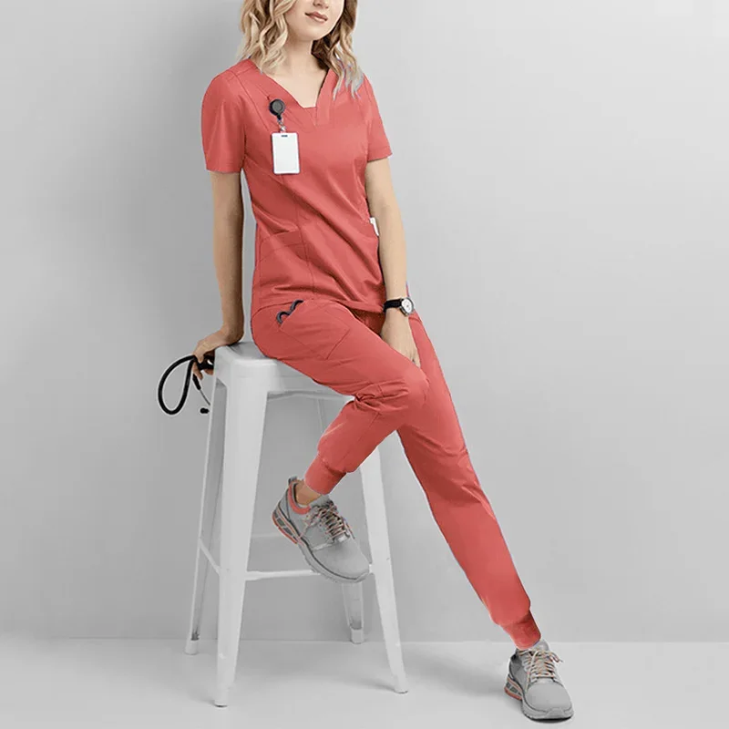 

Scrubs For Women Set Ultra Soft Stretch Uniforms Top With Jogger Pants Hospital Workwear Clinic Nurse Uniform