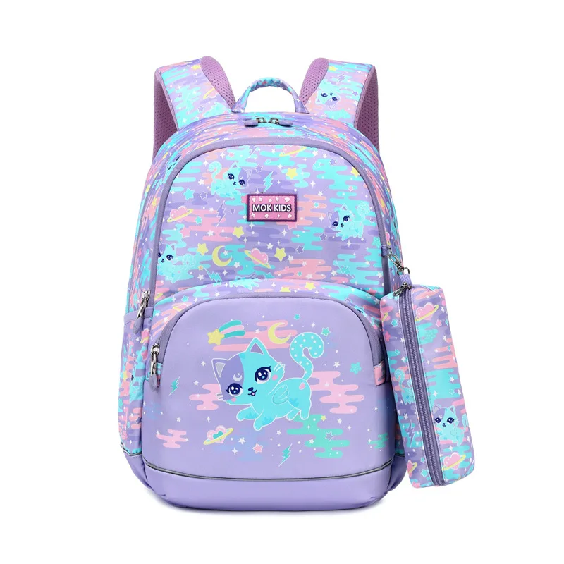 MOK new primary school bag 1-3-6 grade girls lightweight backpack children's backpack pencil bag set 1