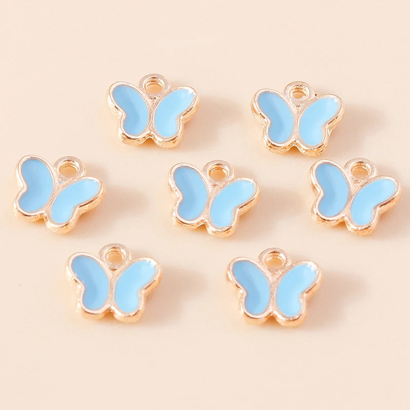 30pcs Enamel Colorful Cute Small Butterfly Alloy Charms For