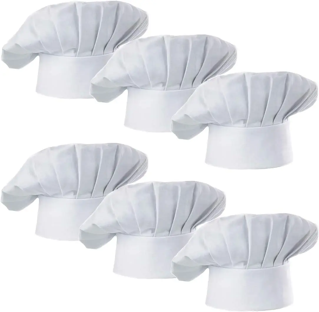 

Chef Hat Set of 6 PCS Pack Adult Adjustable Elastic Baker Kitchen Cooking Chef Cap Free Shipping