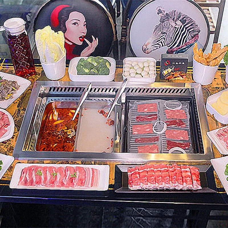 Commercial Barbecue Machine And Hot Pot Embedded Electric Smokeless Grilled Fish Meat Commercial BBQ Grill 5