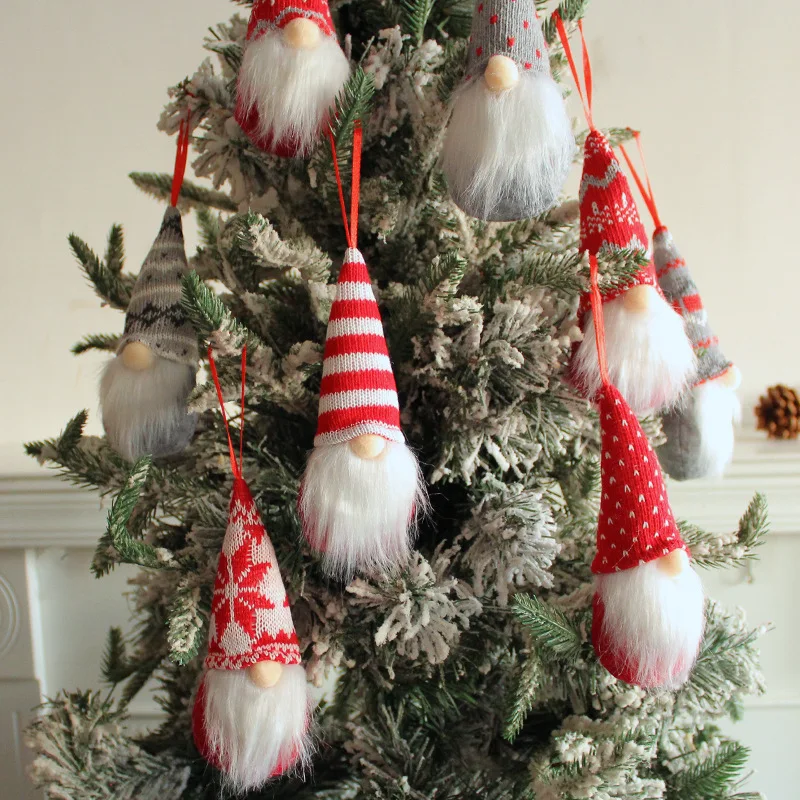  Christmas Gnome Ornament Xmas Tree Decoration Pendant Holiday Hanging Swedish Tomte Santa Gnome Plush Doll Christmas Party Decor 