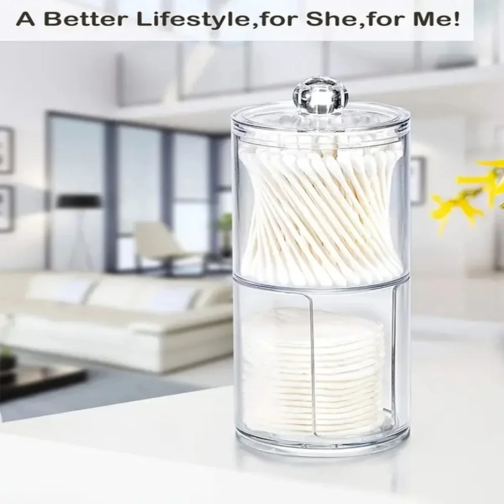 Use this clear plastic acrylic medicine bottle holder dispenser for storage - perfect for cotton swabs, discs and cosmetic pads! 4