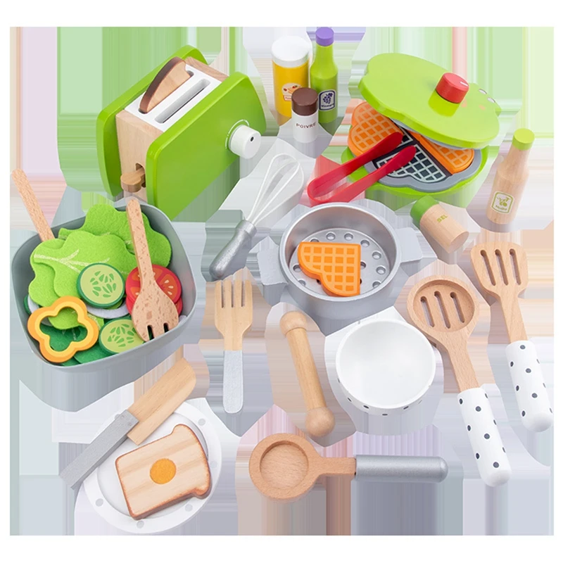 Cuisine Jouet Enfants - Ensemble Avec Table De Cuisson, Casseroles, Légumes à Découper - 25 Accessoires, Boîte Rangement
