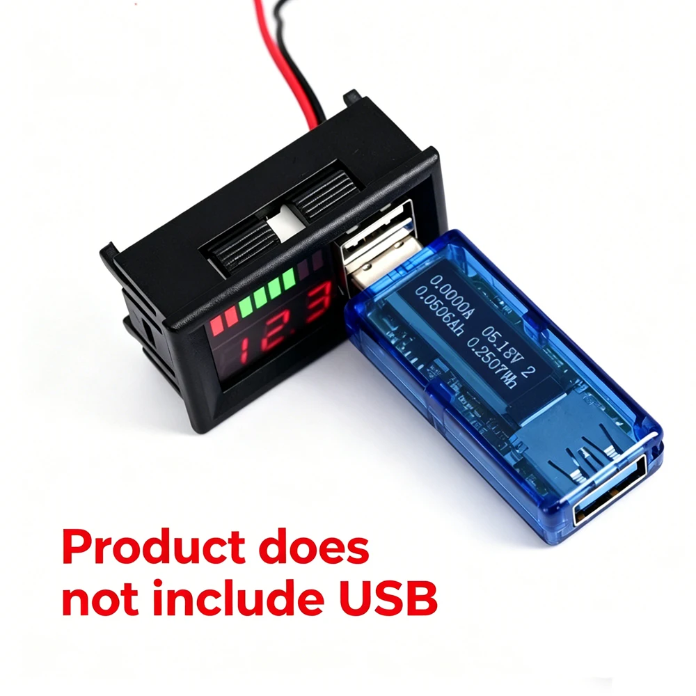 듀얼 USB 5V 2A 출력을 갖춘 12V 자동차 배터리 전압 디스플레이, 자동차 오토바이 RV용 디지털 전압계 전력 감지기