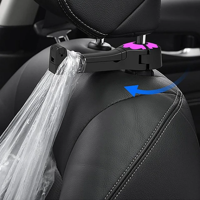 4 PCS Car Seat Hooks, Car Headrest Hidden Hook 360° Rotation for