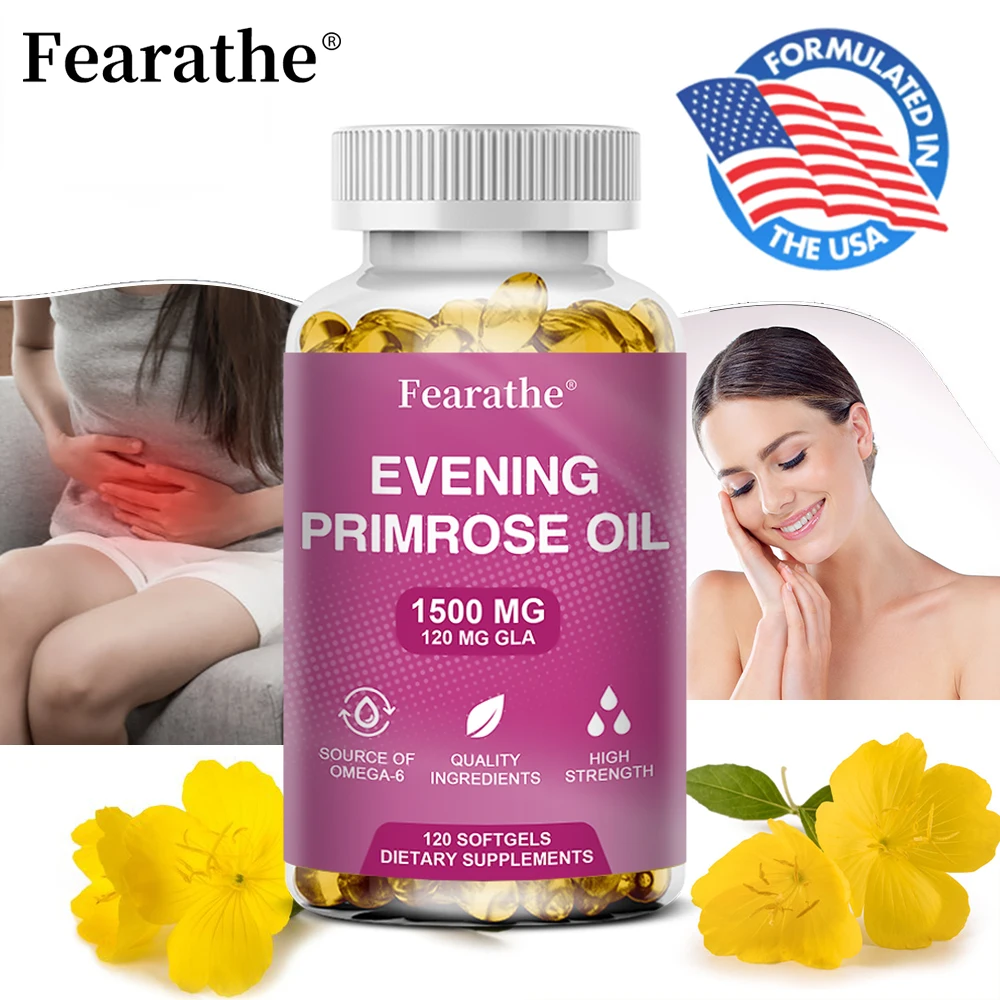 

Natural Evening Primrose Oil Capsules - Regulate Hormone Levels (Menstrual and Menopausal Care) Antioxidant Skin Immunity Women