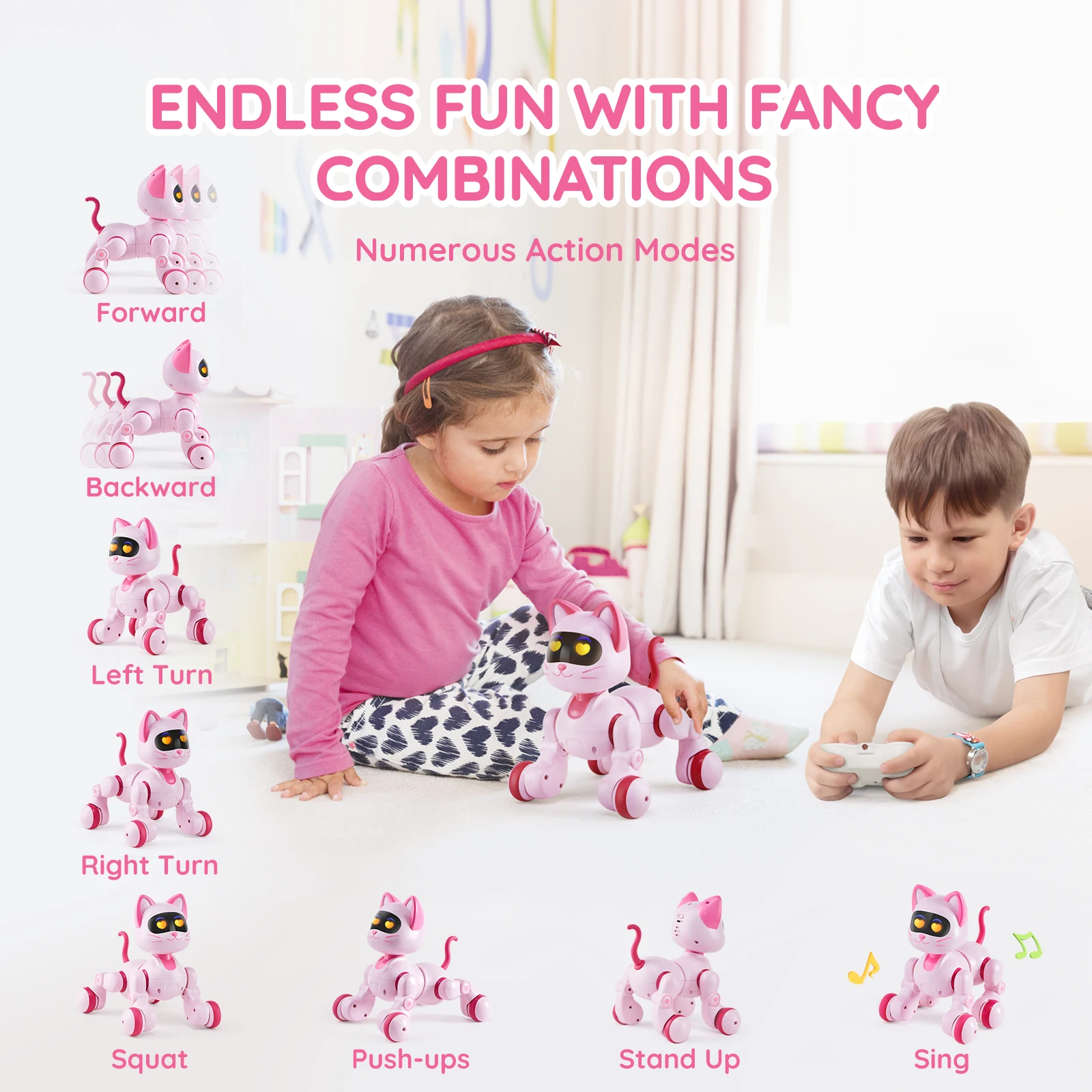 VEVOR Intelligent Remote Control Robot Cat Electronic Stunt Voice Command Programmable Touch-sense Music Song Children's Toys 4