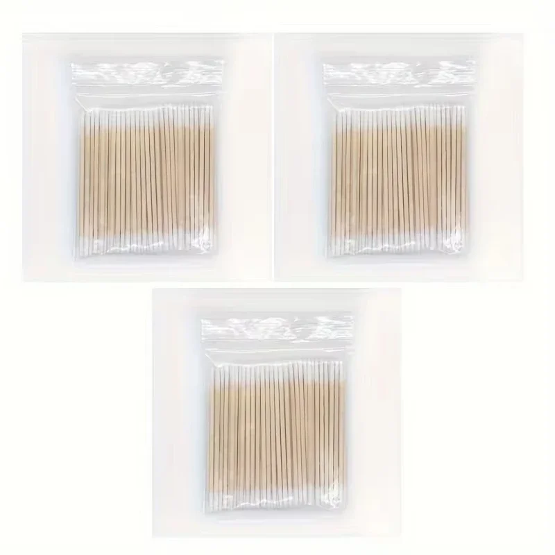 Disposable Ultra-small Micro Brushes Eyelash Extension Glue Removing Tools Double-end wood cotton swab Lint-Free 7cm