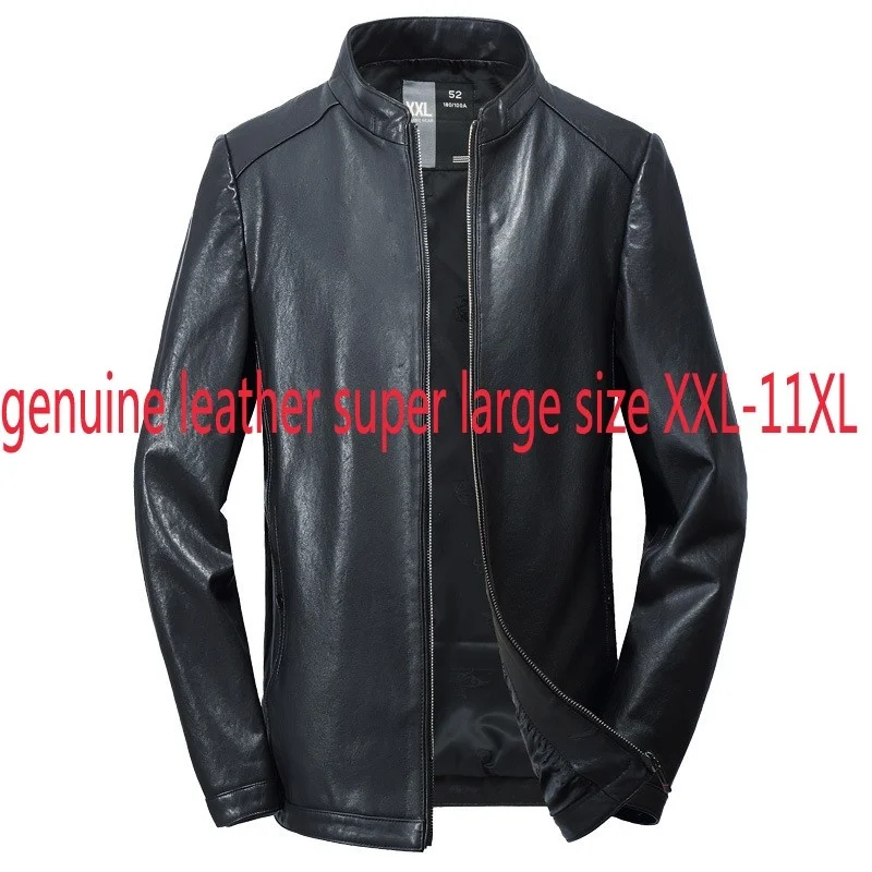 

Autumn Genuine Style Men New Leather Clothes Mandarin Collar Zipper Loose Short Plus Size XL-4XL5XL6XL7XL8XL9XL10XL11XL