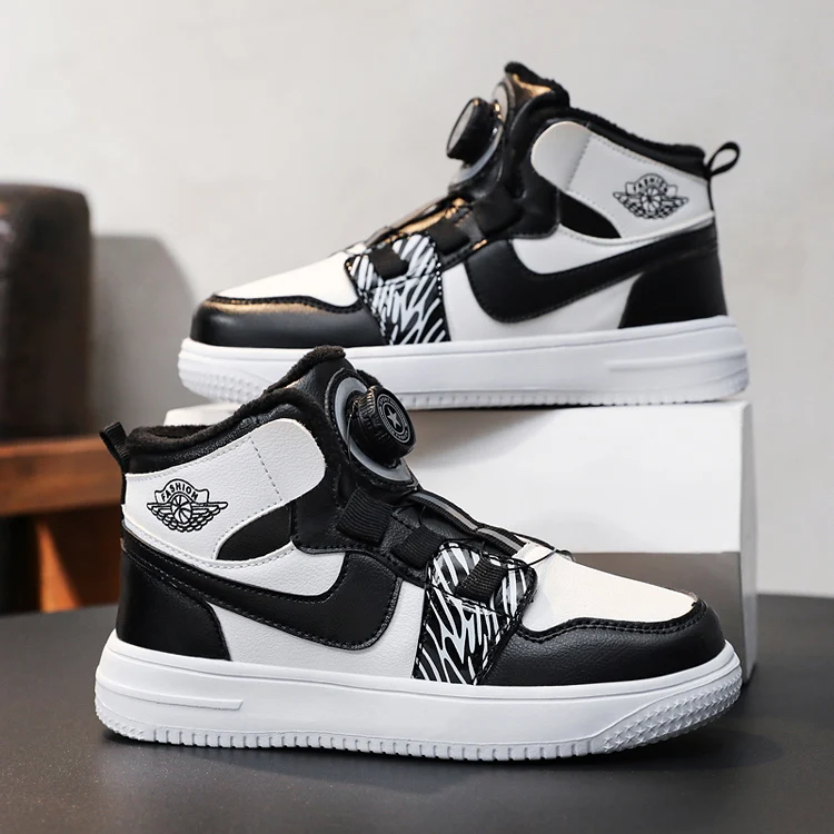 ChildrensCasualSneakersHighTopWarmAndPlushBasketballShoes