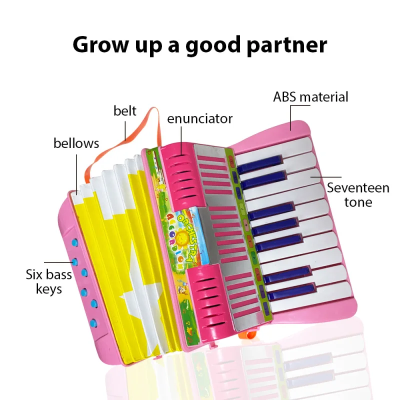 Mini 17-key 6-bass Accordion ABS Material with Buckle Musical Instrument for Beginners Gift Lightweight Button Accordion