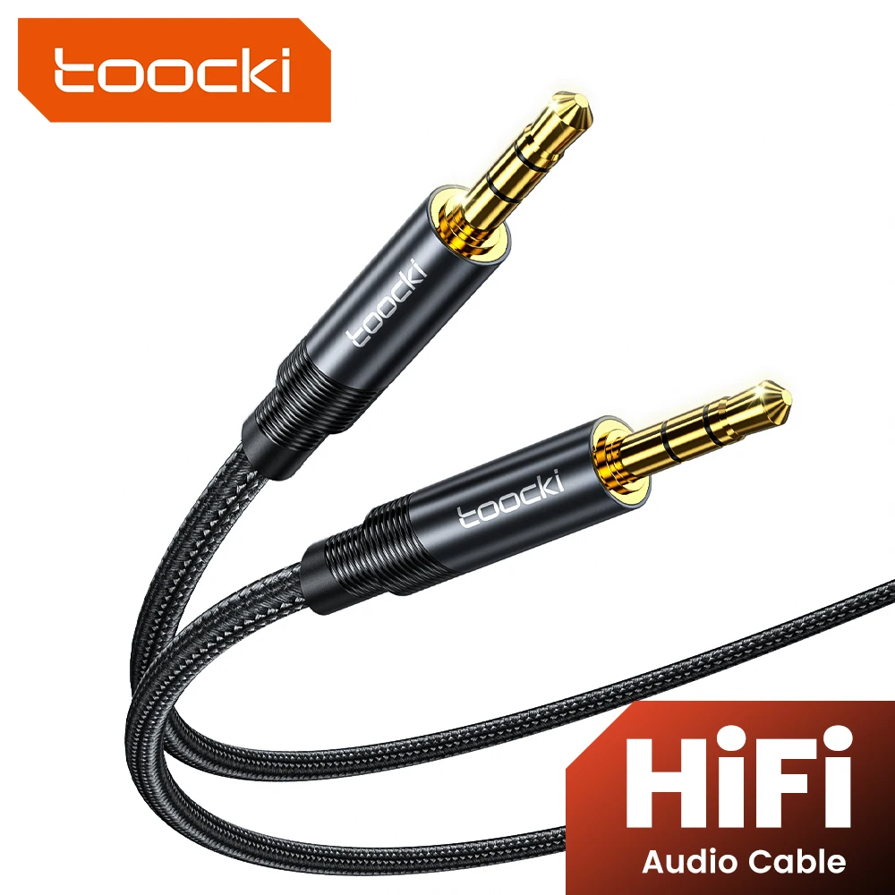 Toocki-aux Cabo Speaker Fio para Computador Adaptador de Auscultadores Samsung Xiaomi Laptop Hifi Qualidade de Som Cabo 3.5 mm