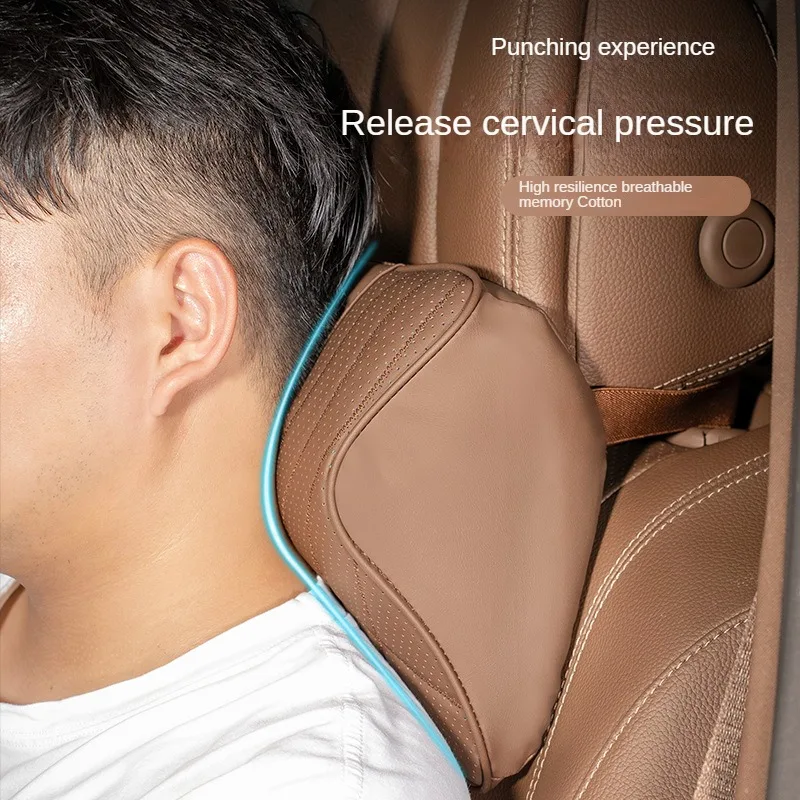 Deluxe Leather Auto Headrest and Lumbar Support Pillow Set
