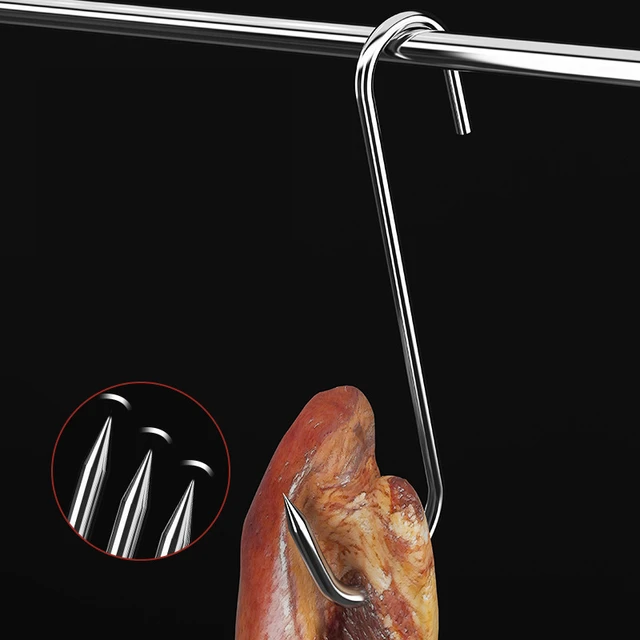 Meat Hooks Stainless Steel Cured Meat Hanging Hook Drying Smoking Butchering  Hunting Chicken BBQ Bacon S Grill Hooks - AliExpress