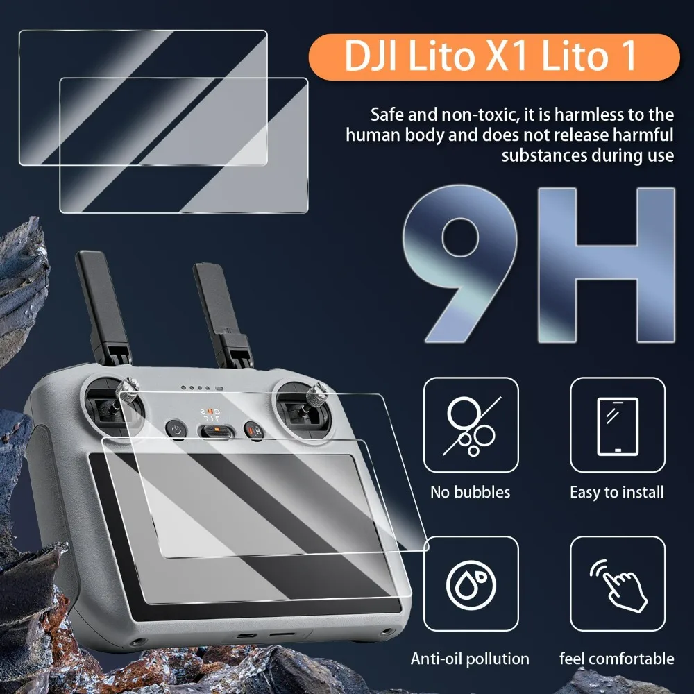 DJI Lito X1 HD용 1-3개 9H 경도 강화 유리 DJI Lito 1/X1용 투명 유리 화면 보호기 긁힘 방지 보호 필름