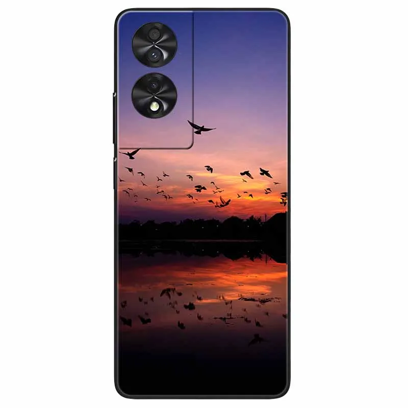 Floral Silicone Soft TPU Phone Cover with Black Bumper