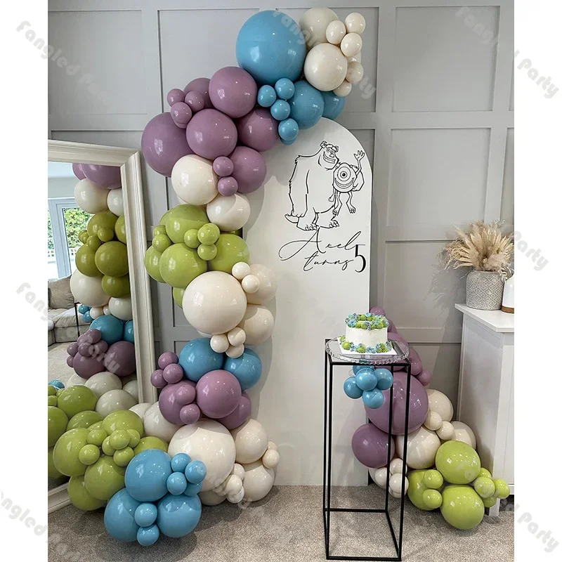

135pcs Wedding Balloons Garland Kit Purple Green Blue Boho Balloons Baby Shower Gender Reveal 1st Birthday Retro Bridal Shower