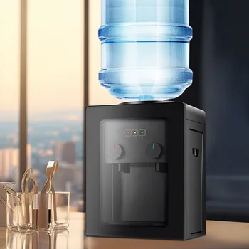 Electric Water Dispenser Mini Portable Water Dispenser Office Desktop Drinking Fountain Cold and Hot Water Cooler Black