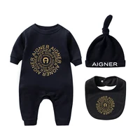 Newborn clothing autumn children's jumpsuit 2025 hot selling new hat bib scarf long sleeved jumpsuit set for male infants