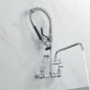 Commercial Kitchen Faucet Deck Mount with Pre-Rinse Sprayer 21" Height Kitchen Sink Faucet 8 Inch Center with 10" Add-on Swing S 5