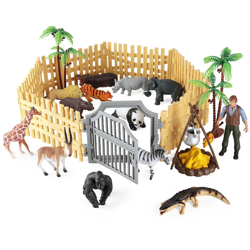 

Simulation animal model toy children cognition solid tiger rhinoceros brown bear lion crocodile scene matching decoration
