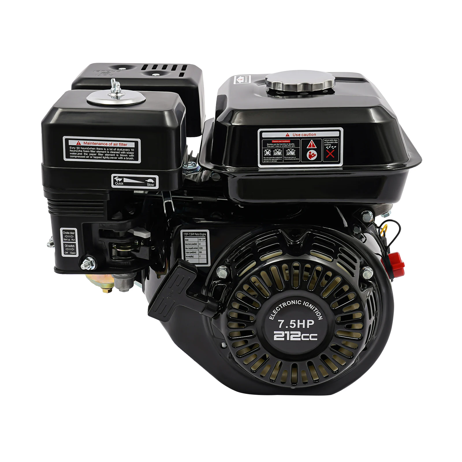 7.5HP 4-Stroke Gasoline Engine 212CC OHV Air Cooled Gas Engine Motor Single Cylinder Hand Pull Start Motor for Go-Karts 3600rpm