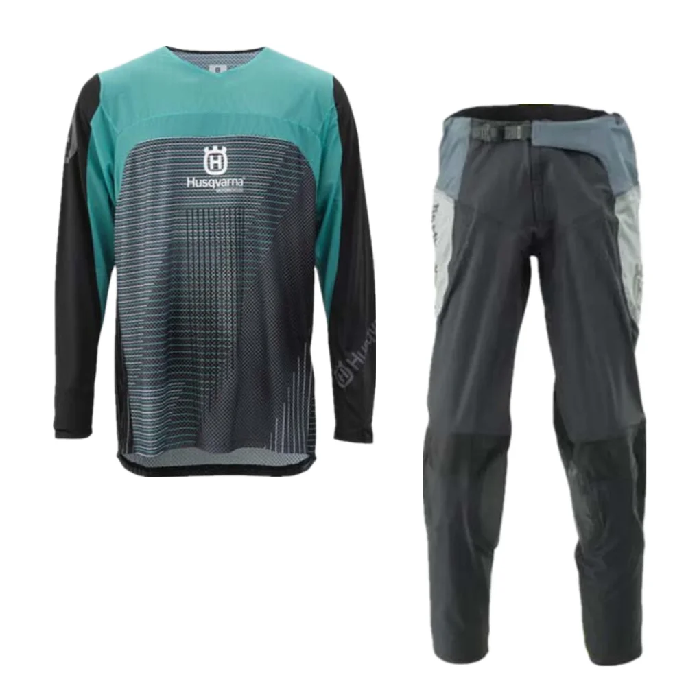 husqvarna Railed Mx Gear Set Top Off Road Motocross Combo Black Moto Jersey And Pant Navy Motorcycle Kit motocross gear set