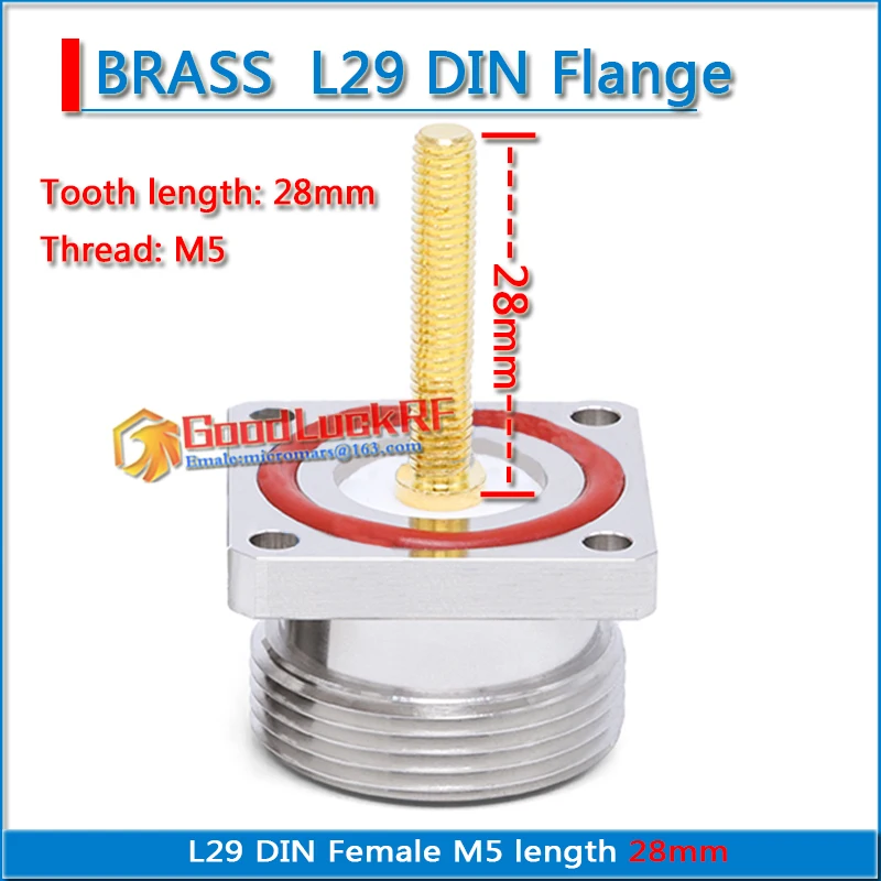Flange Panel Mount Solda Cup Conector de Plugue Fêmea Adaptador Calbe rf Bronze Furos m5 28 mm Comprimento 125 mm 16 L29